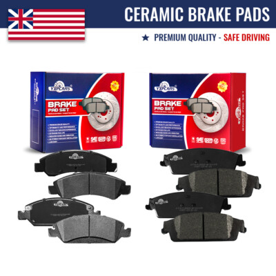 Front Rear Ceramic Brake Pads Set For GMC Chevrolet Sierra 1500 Silverado