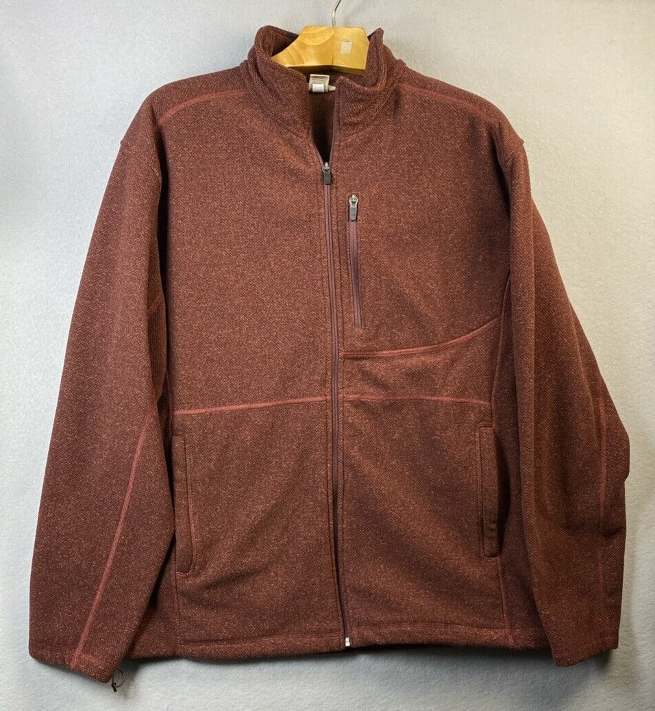 Duluth Trading Co Fleece Jacket Mens Extra Large Burgundy Full Zip Outdoor 76282