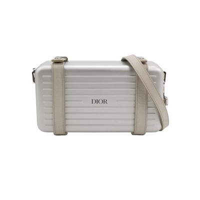 Christian Dior RIMOWA Aluminum Leather Silver Crossbody Case Bag Authentic