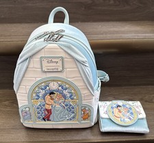 Loungefly Disney Cinderella Stained Glass Portrait Mini Backpack Wallet NEW