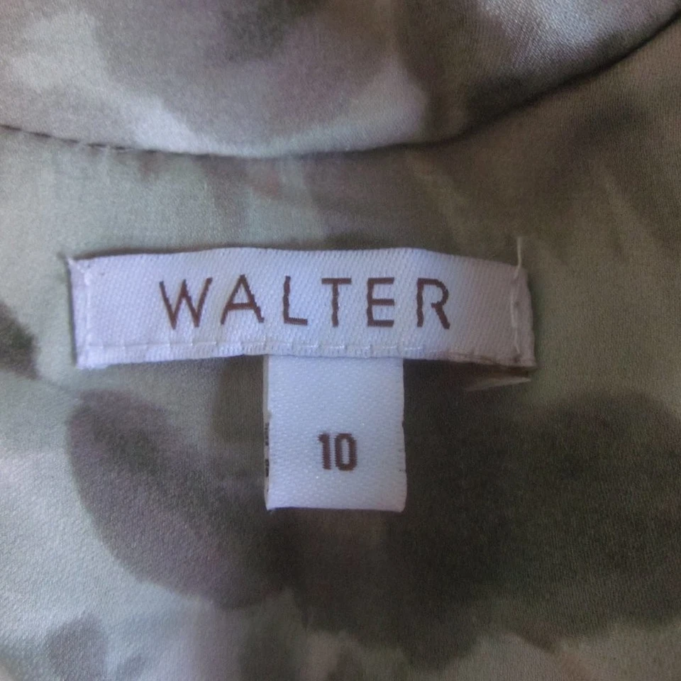 Vestido floral Walter para mujer de seda línea A cuello drapeado midi sin mangas hasta la rodilla Foto 4 de 4