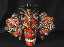 Maschera da parete in legno tradizionale vintage fatta a mano Sri Lanka Naga Cobra arte popolare