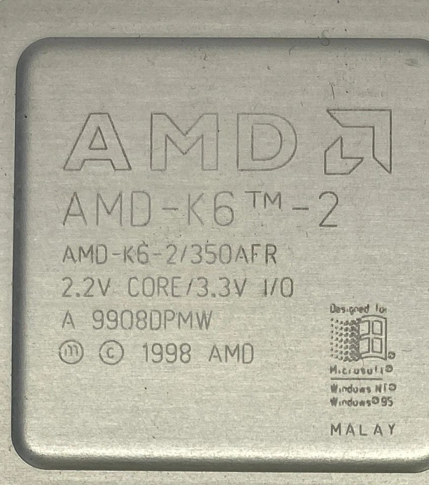 AMD AMD-K6-2/350AFR 350MHz 32KB Cache 100MHz Bus Socket Super 7 Processor (#2) - Image 2 of 4