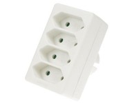 Perel Steckdosen-Verteiler, 4 Europastecker, Typ-E-Stecker, Polypropylen,