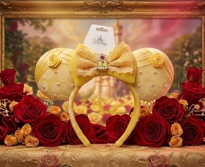 NEW 2026 Disney Beauty and the Beast Princess Belle Pearl Rose Ears Headband