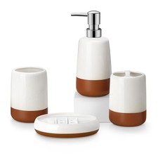 Ceramic Bathroom Sets, 4 PCS,Soap Dispenser, Toothbrush Holder, Toothbrush Cu...