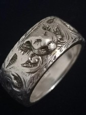 Genuine Gucci  Italy Gatto  Ring Band  sz P / Q Full Gucci Silver Assay marks