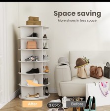 5-Tier Rotating Shoe Rack Tower Organiser 360° Spinning Shoe Display Carousel