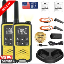 2 PACK Long Range Walkie Talkie 100 Mile Two Way Radio Charge Headset Waterproof