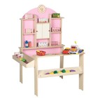 Roba Kids Verkaufsstand Kaufmannsladen rosa Holz Natur mit Zubehör NEU