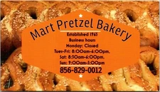 Mart Pretzel Baker Riverton New Jersey Vintage Business Card