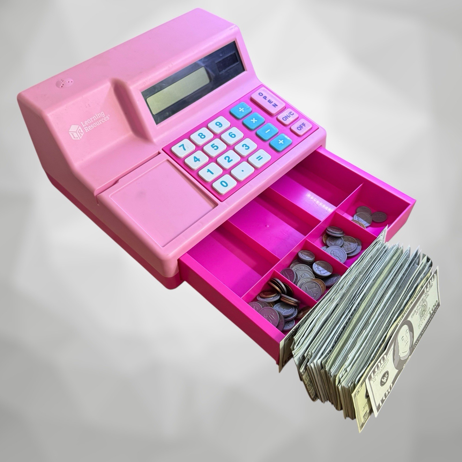 как выглядит Learning Resources Pretend and Play Calculator Cash Register Pink - Extra Money фото