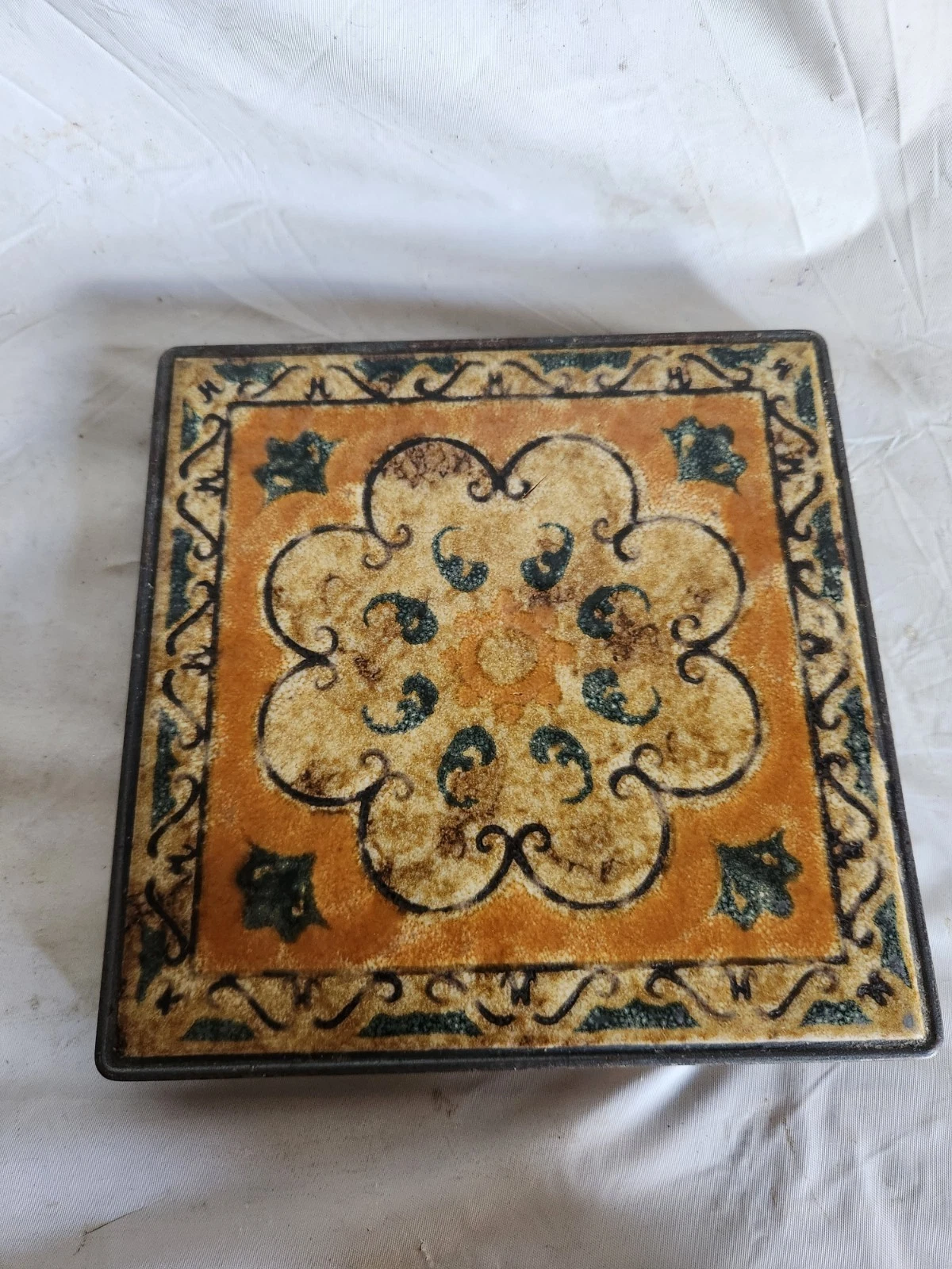 Vintage Mirasol Ceramic Tile Trivet Cork Back Italian Art Hot Plate Monterey CA - product detail image 2