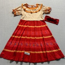 Mirabel Encanto Costume Dress Girls Size 130 Red Cream