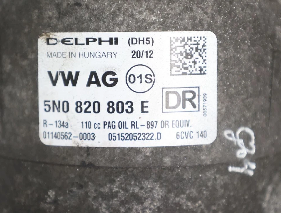 Compresor aire acondicionado VW PASSAT Variant 36 5N0820803E DELPHI 2.0 103 KW 140 CV diésel Foto 4 de 4