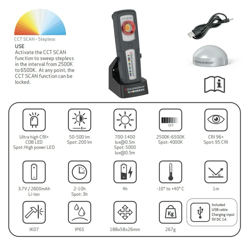 SCANGRIP Sunmatch 4 High CRI+ LED Work Light With CCT SCAN Function - Image 4 of 4