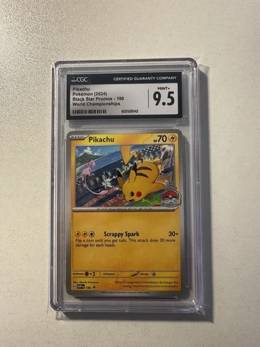 2024 POKEMON SVP EN-SV BLACK STAR PROMO WORLD CHAMPIONSHIPS #190 PIKACHU CGC 9.5
