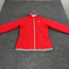 The North Face Jacket Girls L Neon Pink Polyester Quilted Reversible Fleece