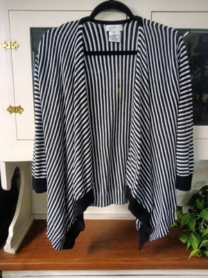 Jacklyn Smith Collection Women's Striped Open Front Draped Sides Cardigan Size L