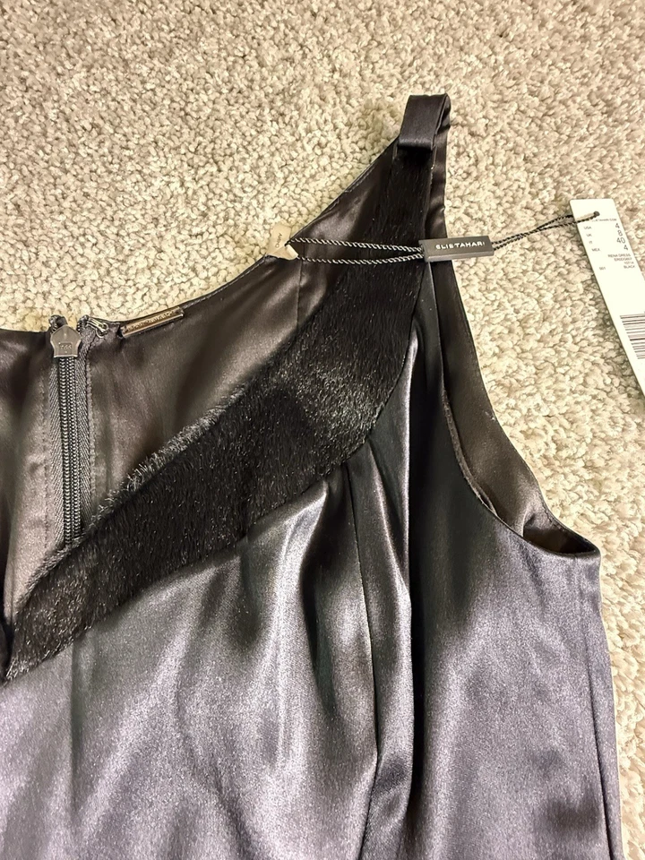 Elie Tahari Pencil Dress Size 4 With Real Calf Hair Black Sleeveless $498 MSRP - Image 4 of 4