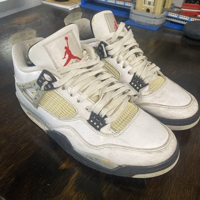 Air Jordan 4 Retro OG Mid White Cement Sneakers Size 10.5
