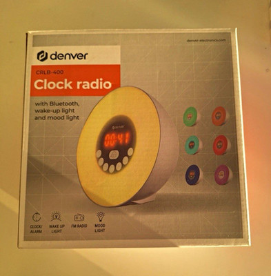 Denver CRLB-400 Radiowecker Bluetooth FM Wake-up Light Mood Light digital weiß