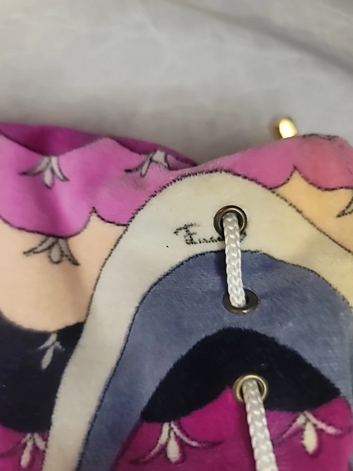 Vintage Emilio Pucci Drawstring Coin Pouch 60s Velvet - Image 4 of 4