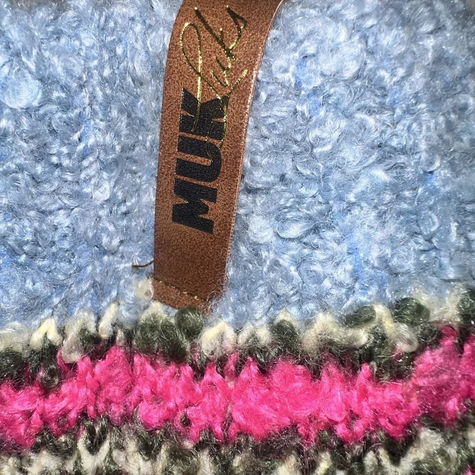 Calcetines Muk Luks para mujer azules cabaña suela antideslizante mezcla de lana se adapta a tallas 6-10 Foto 2 de 4