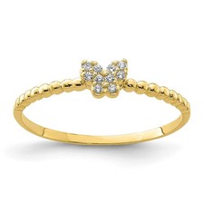 10K Yellow Gold Round Cut Cubic Zirconia Butterfly Shape Ring Size 7