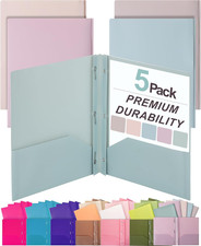 - Plastic Folders with Pockets and Prongs, 5 Pack, Letter Size