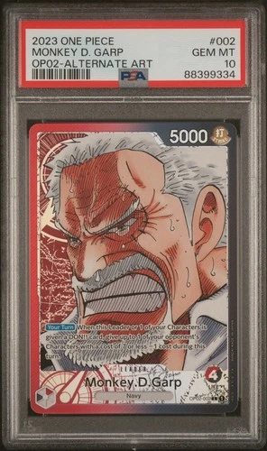 One Piece Paramount War Monkey D Garp OP02-002 Leader Alt Art PRE ERRATA PSA 10