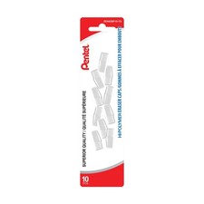 Pentel Hi-Polymer White Cap Erasers, Pack of 10 ZEH02BP10 