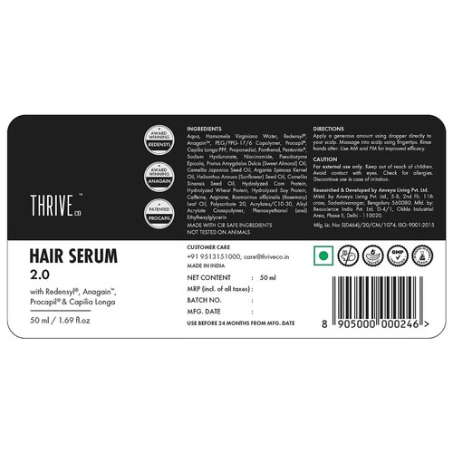 ThriveCo Siero per la Crescita dei Capelli | con Redensyl, Anagain, Procapil & Capilia / 50 ml - Foto 8 di 8