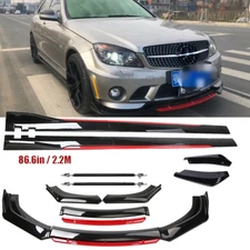 Front Bumper Lip Spoiler Splitter Body Side Skirt Gloss Black For Mercedes-Benz