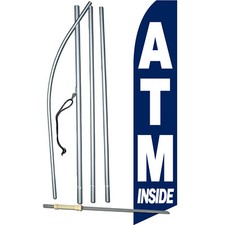 ATM Inside Flag with Flag Pole and Spike