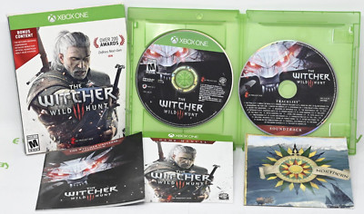 The Witcher 3 Wild Hunt Microsoft Xbox One w Map Soundtrack Compendium