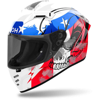 AIROH Connor Nation weiß blau rot Integralhelm ECE 22.06  L 59/60
