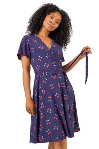 cherry wrap around dress