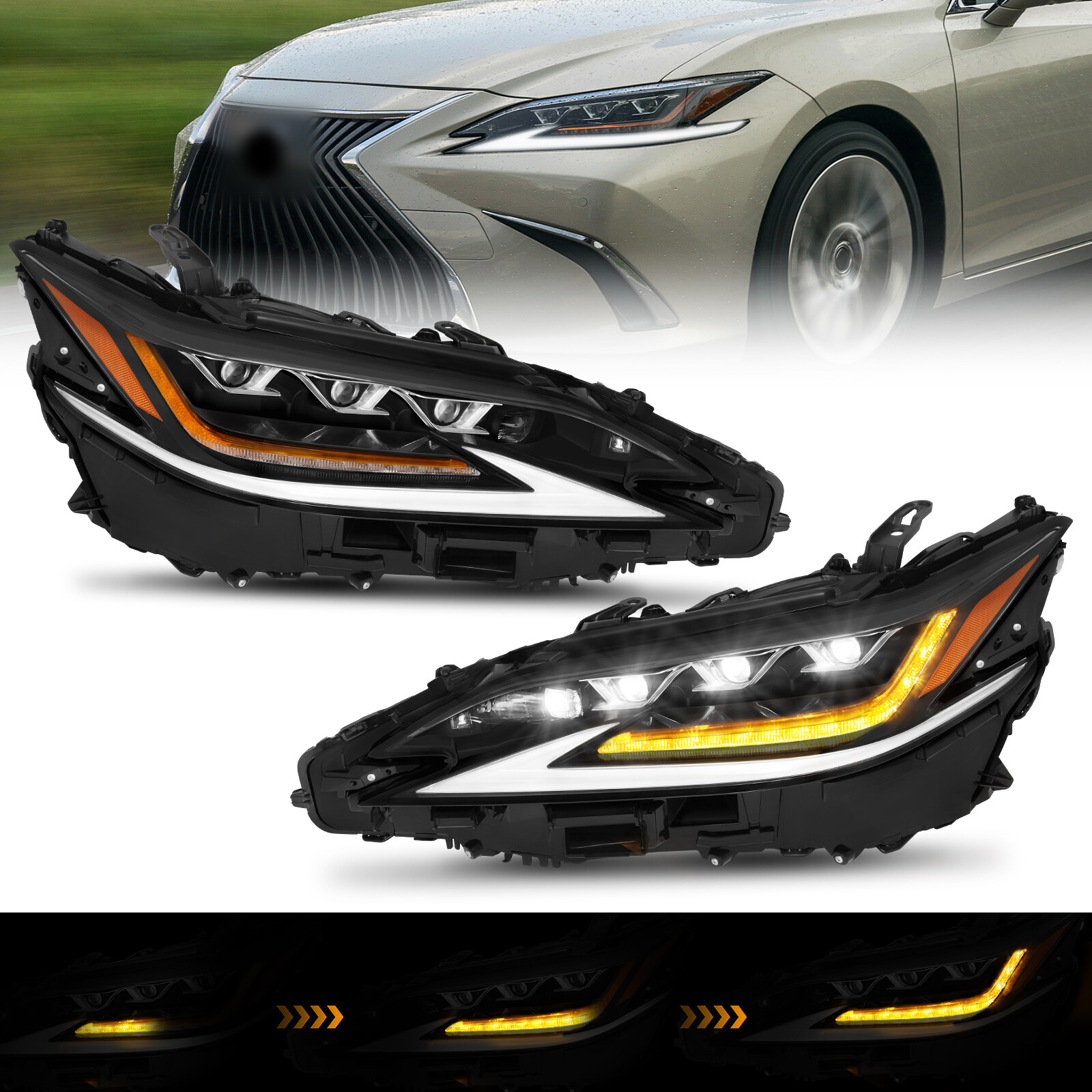 2019-2022 Lexus ES300H ES350 LED Projector Headlights Pair – Driver & Passenger Side  