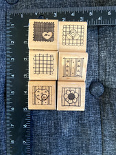DOTS Rubber Stamp Lot of 6 Stitched Quilted Heart Flower Patterns Background VTG