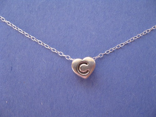 Initial C Necklace, Silver Letter Charm 