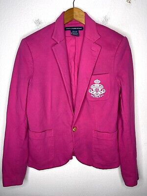 Ralph Lauren Small Medium Pink Crown Crest Blazer Jacket RRL Ralph Lauren Small Medium Pink Crown Crest Blazer Jacket RRL