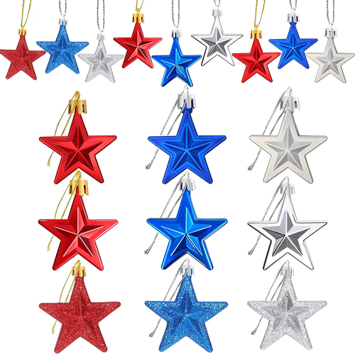 36Pcs Patriotic Star Ornaments Memorial Day Independence Day Labor Day Veterans