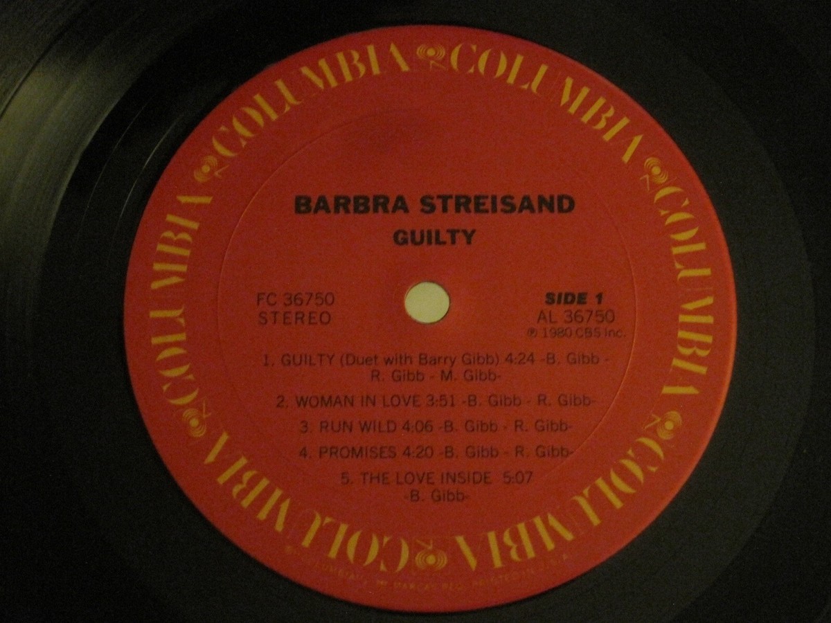 BARBRA STREISAND GUILTY LP ORIG '80 COLUMBIA FC 36750 BARRY GIBB