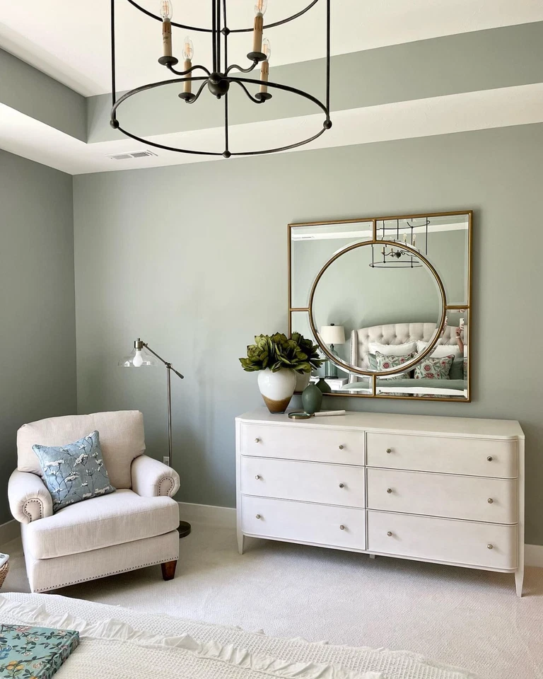 Oversize Large Circle in Square Wall Mirror Gold Bulls Eye Classic Minimalist - Image 4 of 4