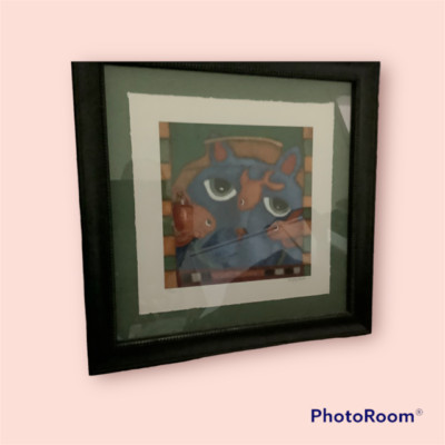 Loni Faye Bock ''Wishful Thinking'' s/n 29/260 Cat Wishing for the fish in a bowl