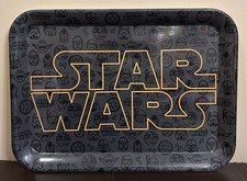 Star Wars Serving Tray Platter 17 x 12 Black R2D2 Vader C3PO Yoda New Fast Ship