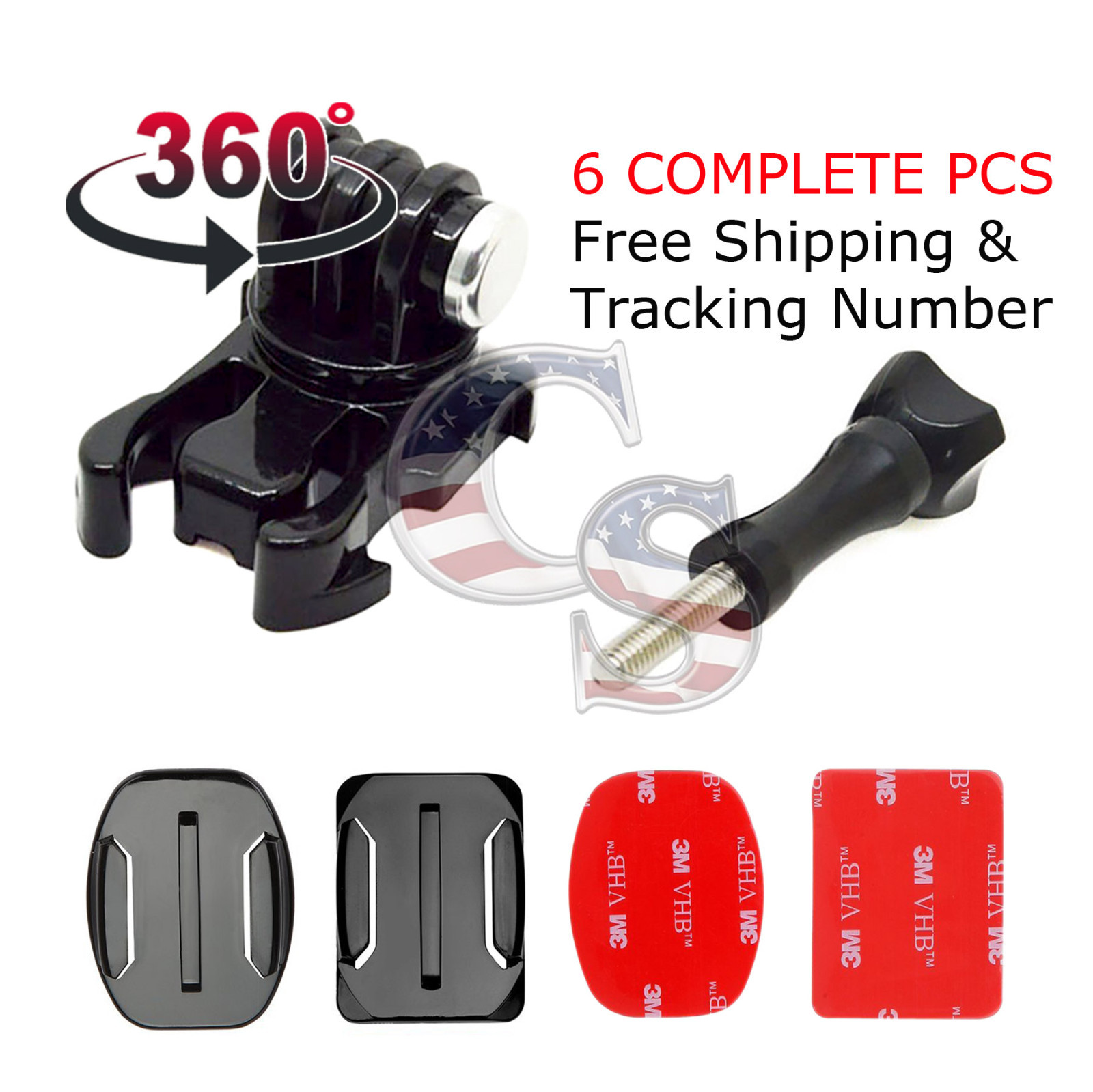 360&deg; Rotating Swivel Helmet Surface Mount for GoPro Hero 1 2 3 3+ 4 Accessories 
