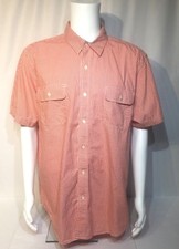 Chaps Men XL Short Sleeve Button Down Dress Shirt Red White Checker 