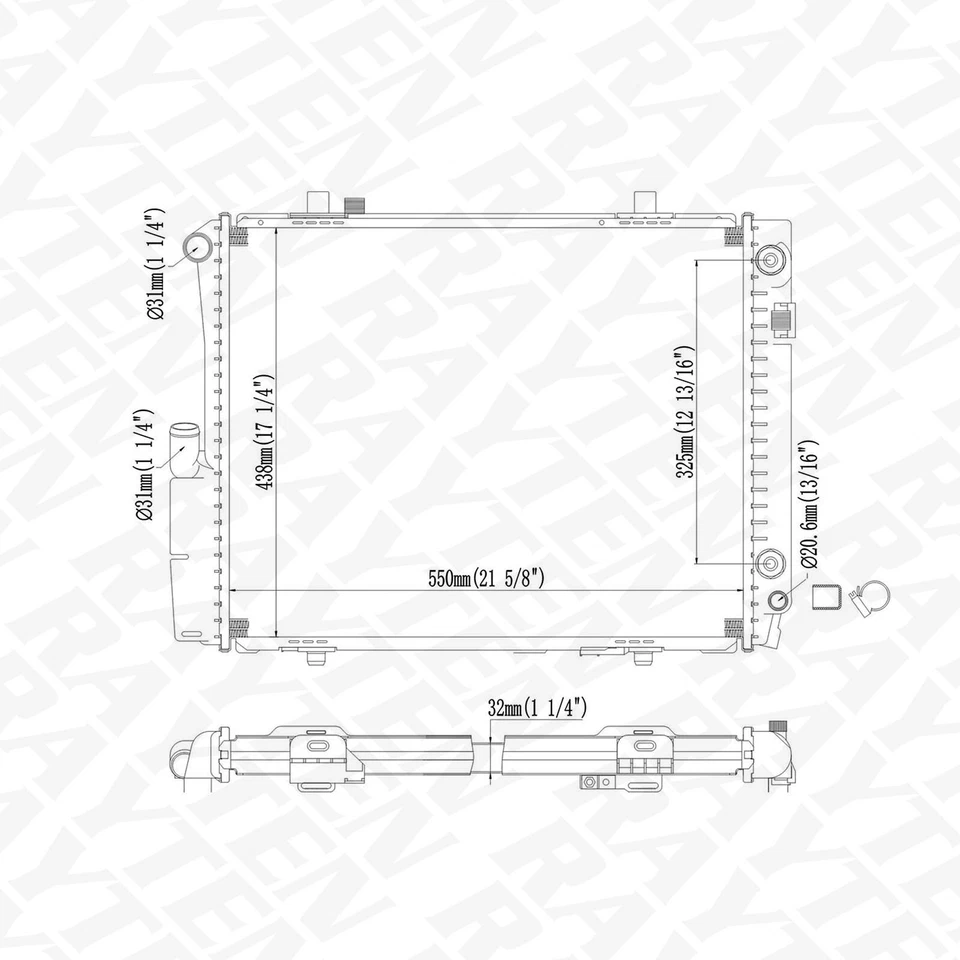 CU470 RADIATOR For Mercedes-Benz 190E 1987 1988 1989 1990 1991 1992 1993 2.6L - Image 2 of 2